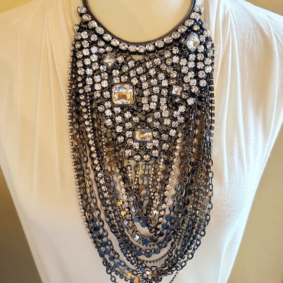 Chico's Collectibles Rhinestone Statement Necklace with Crystal Accents NWT - Picture 2 of 10